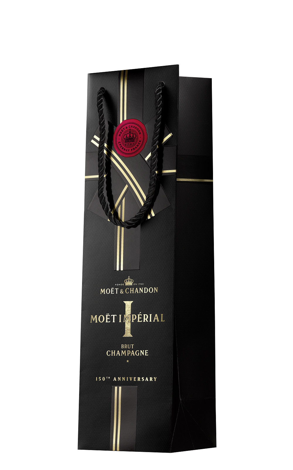 Moet Chandon 原廠贈品 Moët Chandon ShoppingBag 150ans 酩悅香檳 原廠贈品 Moët Chandon 150週年黑色經典提袋 150週年單瓶 限贈香檳杯一只與單入提袋