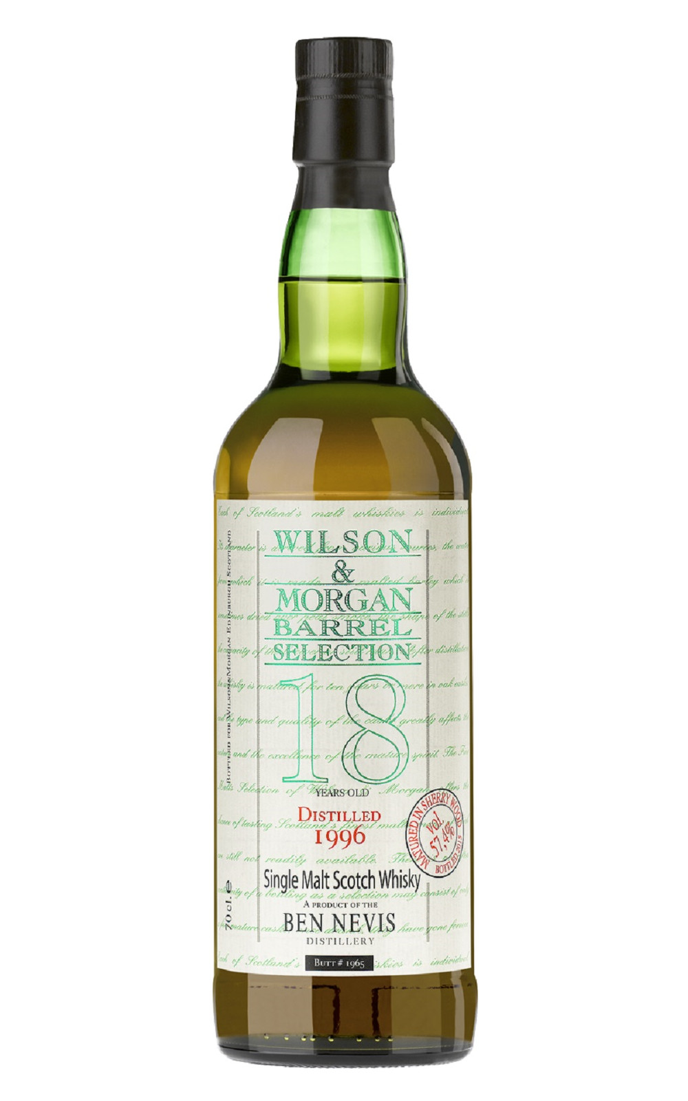 Wilson Morgan Barrel Selection Ben Nevis 1996 18 Years Old Sherry Wood Single Malt Scotch Whisky 威爾森 x 摩根獨立裝瓶廠 班尼富 1996 18年雪莉桶 單一麥芽蘇格蘭威士忌