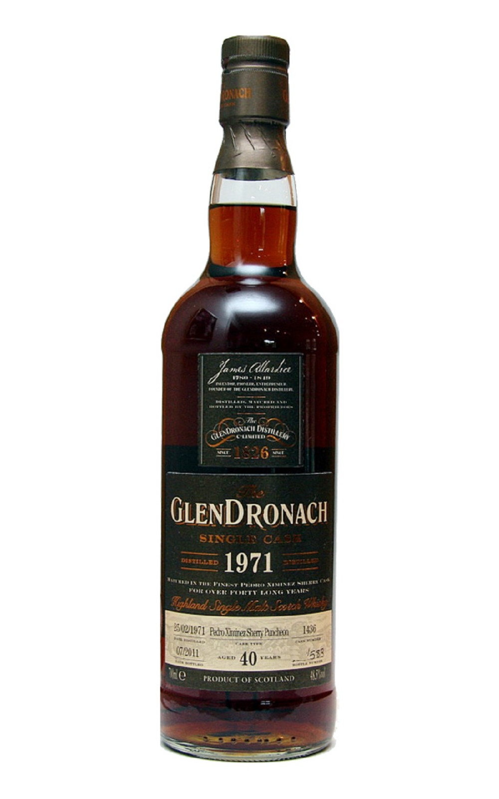 GlenDronach 1971 1436 Batch 4 Aged 40 Years Single Cask Highland Single Malt Scotch Whisky 格蘭多納蒸餾廠 1971 1436 第四批次 40年 單一桶裝麥芽蘇格蘭威士忌