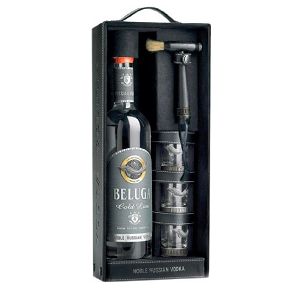 Mariinsk-Beluga "Gold Line" Vodka (Gift Set with 3 Glasses)