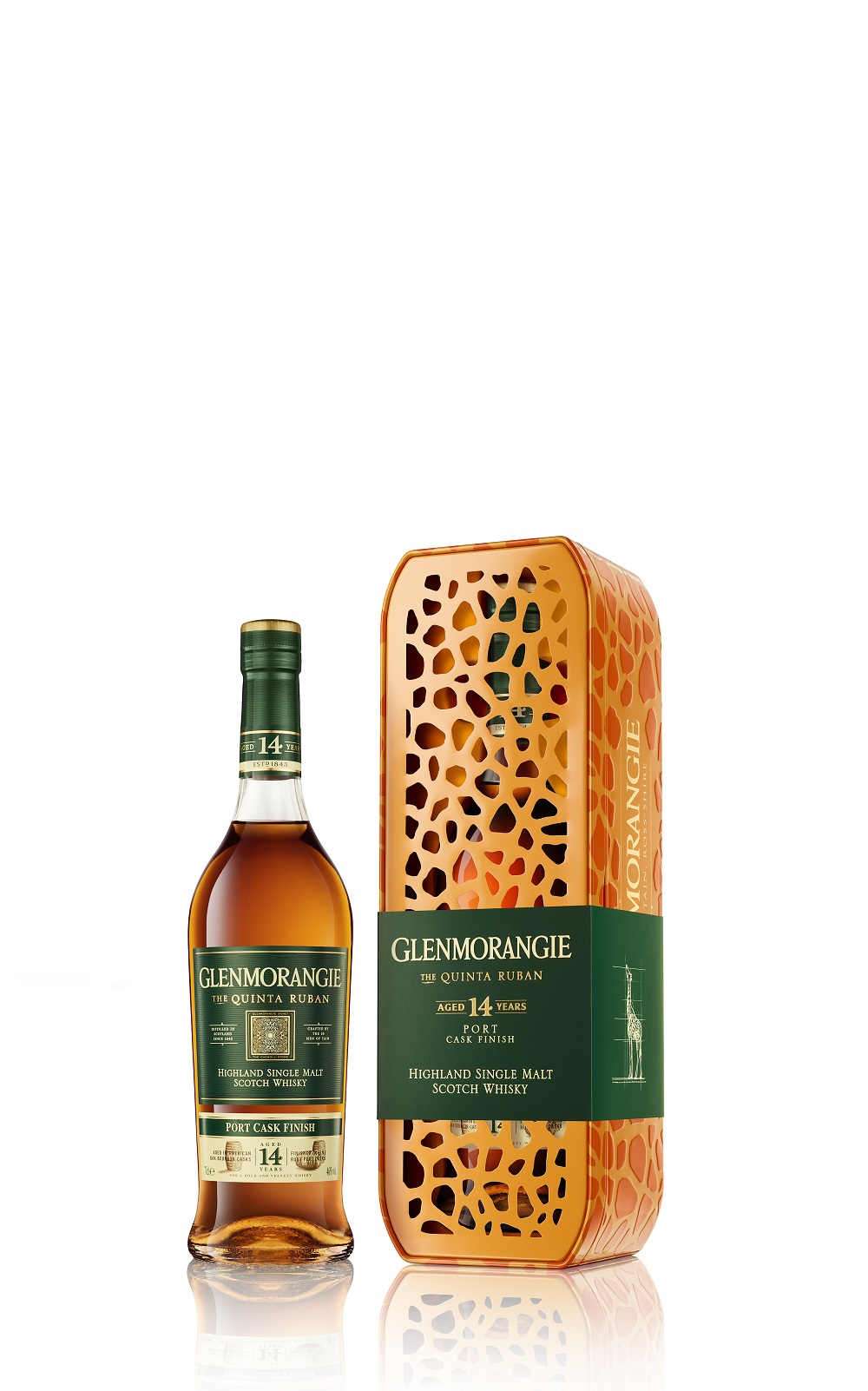 Glenmorangie The Quinta Ruban Port Cask Finish Aged 14 Years Highland Single Malt Scotch Whisky Giraffe Gift Pack 格蘭傑蒸餾廠 紅寶莊園系列 14年波特桶單一麥芽蘇格蘭威士忌 長頸鹿鐵盒特別版