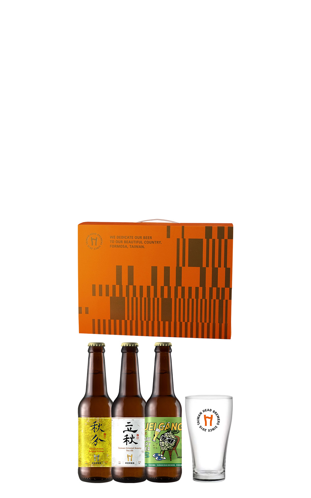 Taiwan Head Brewers 2024 Mid Autumn Festival Gift Box 330ml 3 Beer Glass 1 啤酒頭釀造 2024 啤酒頭中秋禮盒 330ml 3 品牌紀念啤酒杯 1