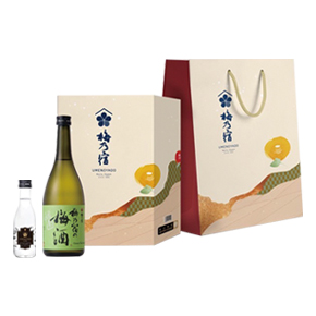 梅乃宿酒造株式会社-綠茶梅酒禮盒（附提袋&琴酒180ml）