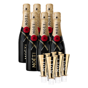Moët & Chandon-耶誕假期限量禮盒（Mini Moët Brut 6瓶 + 特製金色酒嘴6個）