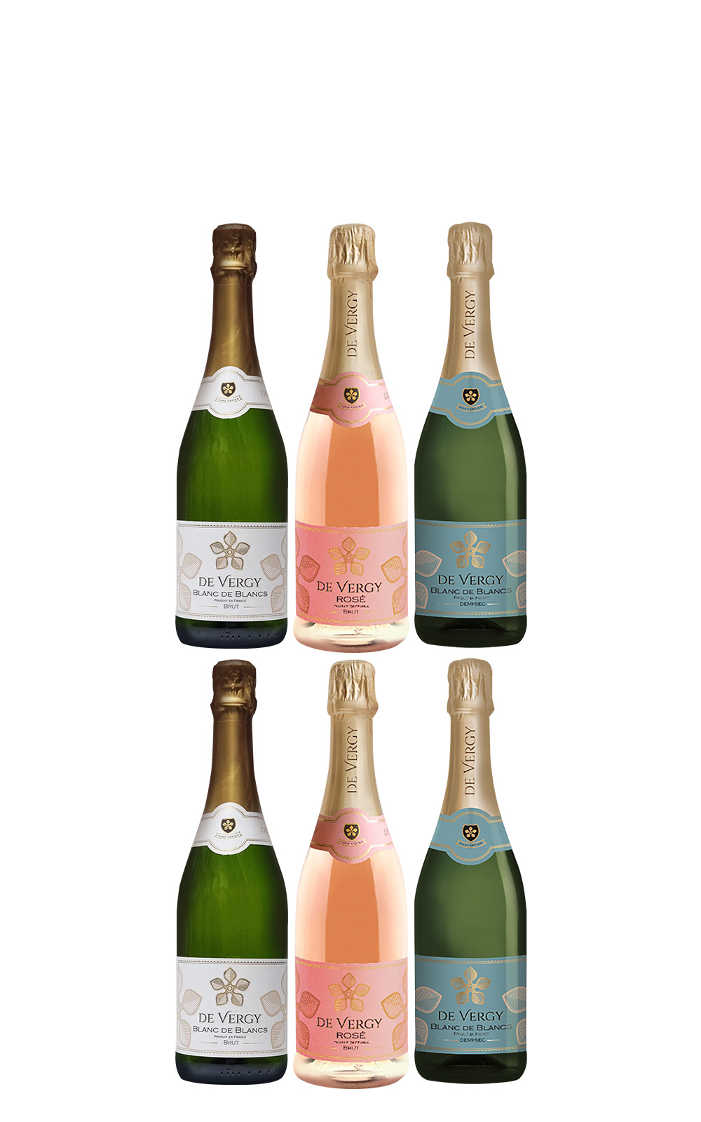 De Vergy De Vergy 6 Bottle Set Demi Sec 750ml 2 Brut 750ml 2 Rose Brut 750ml 2 NV 黛薇吉酒莊 黛薇吉 氣泡酒6瓶組 750ml 6