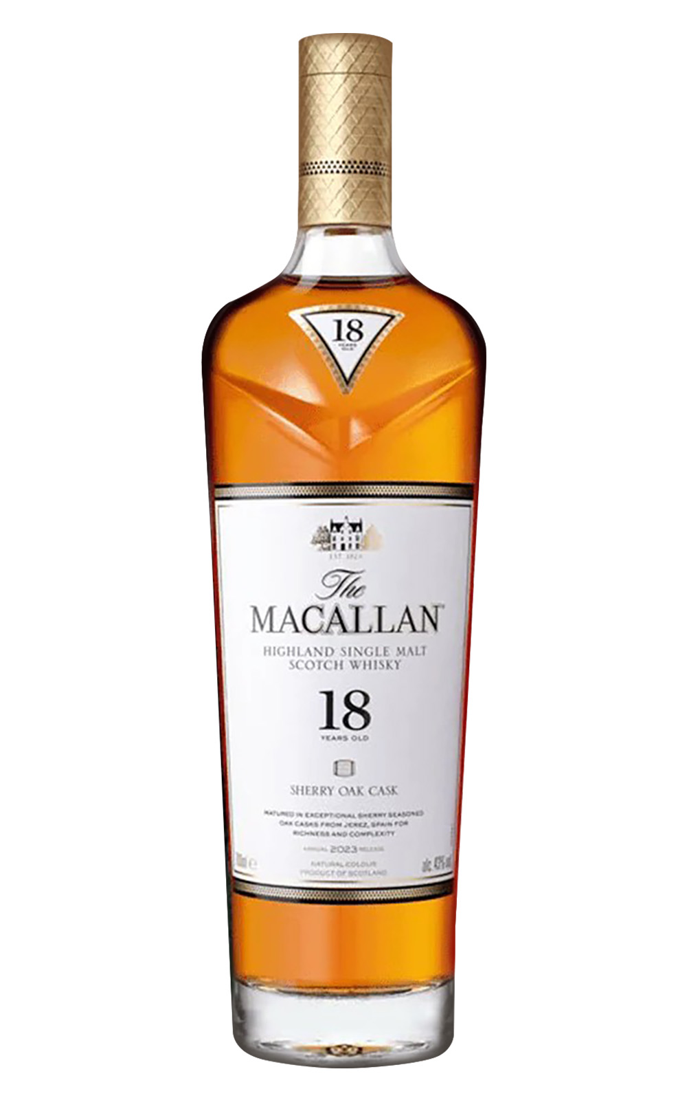 Macallan 18 Years Old Sherry Oak Cask Highland Single Malt Scotch Whisky 2023 Edition 麥卡倫蒸餾廠 18年 雪莉桶 高地 單一麥芽蘇格蘭威士忌 2023版本