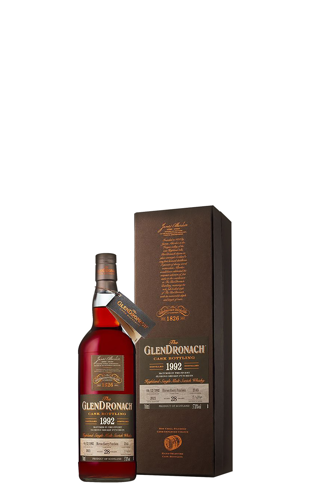 GlenDronach Cask Bottling 1992 2145 Aged 28 Years Highland Single Malt Scotch Whisky 格蘭多納蒸餾廠 1992 2145 28年 高地 單一麥芽蘇格蘭威士忌