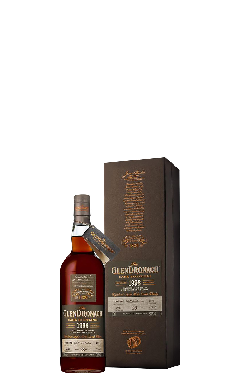 GlenDronach Cask Bottling 1993 6871 Aged 28 Years Highland Single Malt Scotch Whisky 格蘭多納蒸餾廠 1993 6871 28年 高地 單一麥芽蘇格蘭威士忌