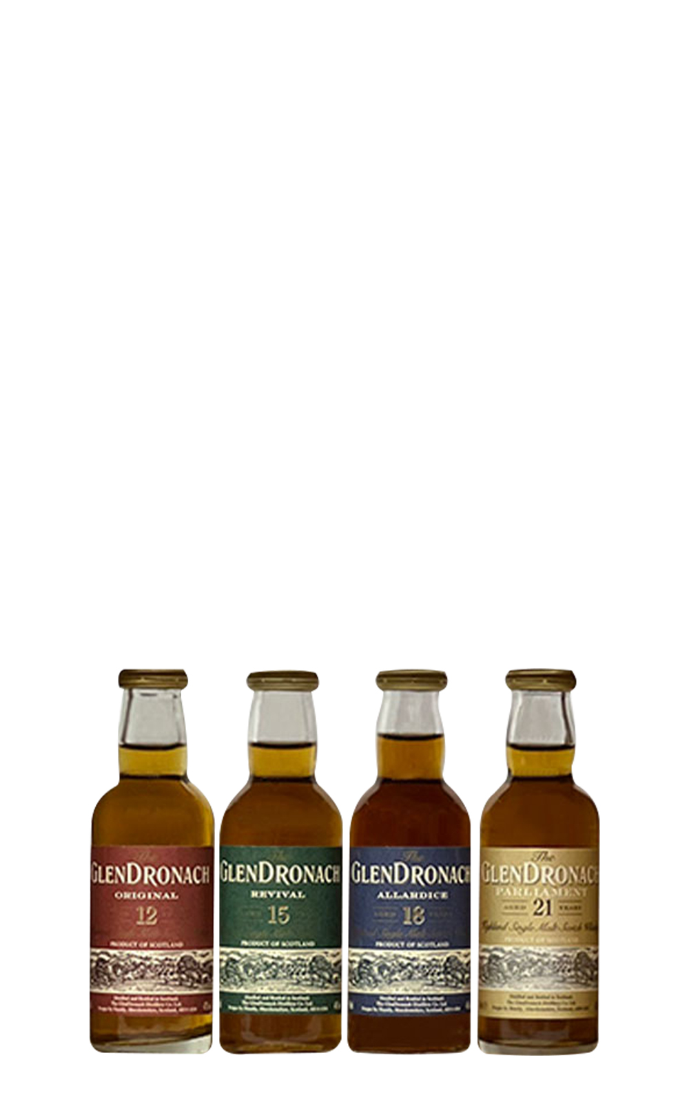 GlenDronach Miniatures 4 Bottle Set 12 15 18 21 50ml 4 格蘭多納蒸餾廠 迷你酒4瓶酒 12 15 18 21 50ml 4