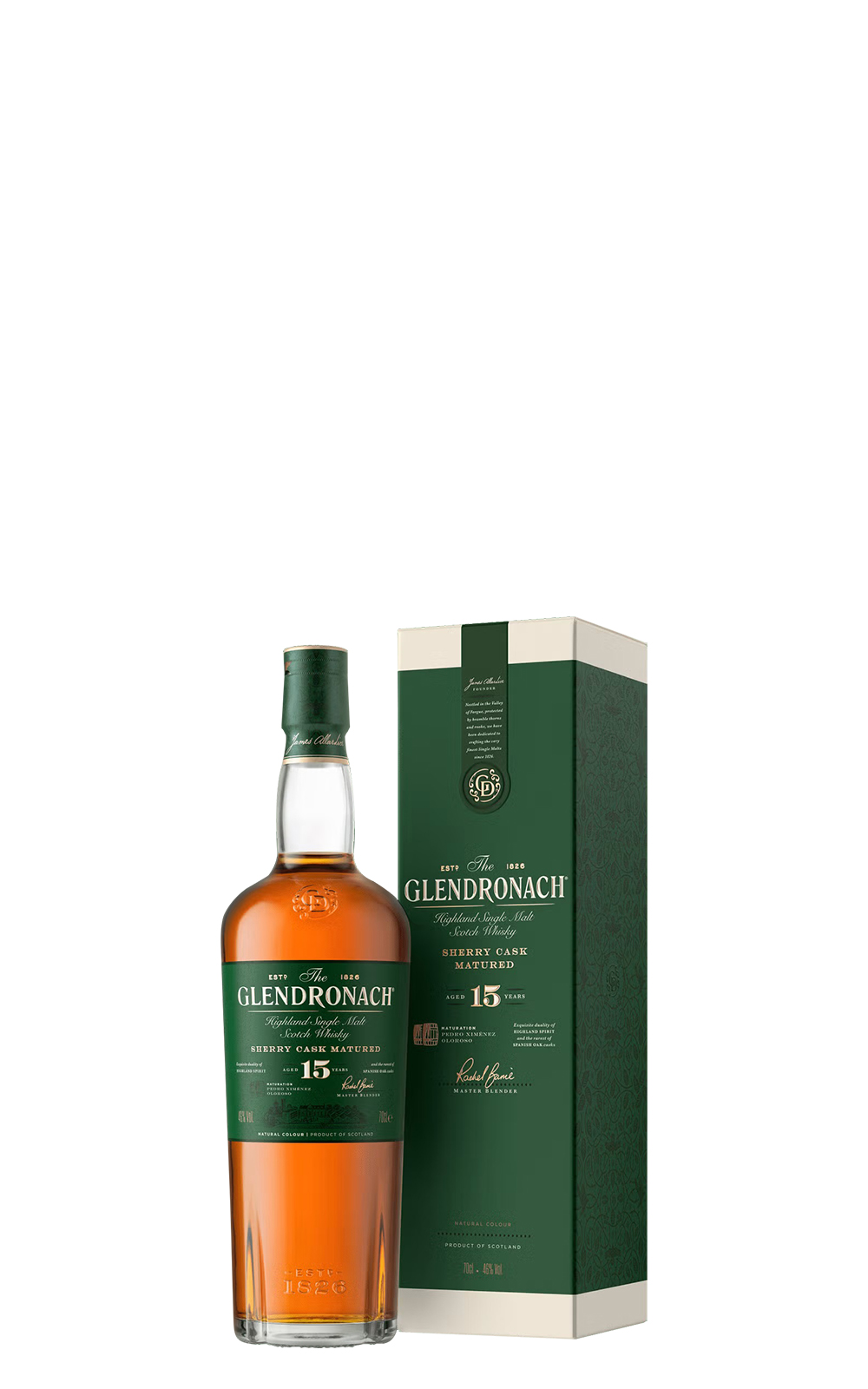 GlenDronach Aged 15 Years Sherry Cask Matured Highland Single Malt Scotch Whisky 新版 格蘭多納蒸餾廠 15年 高地 雪莉桶熟成 單一麥芽蘇格蘭威士忌 新版