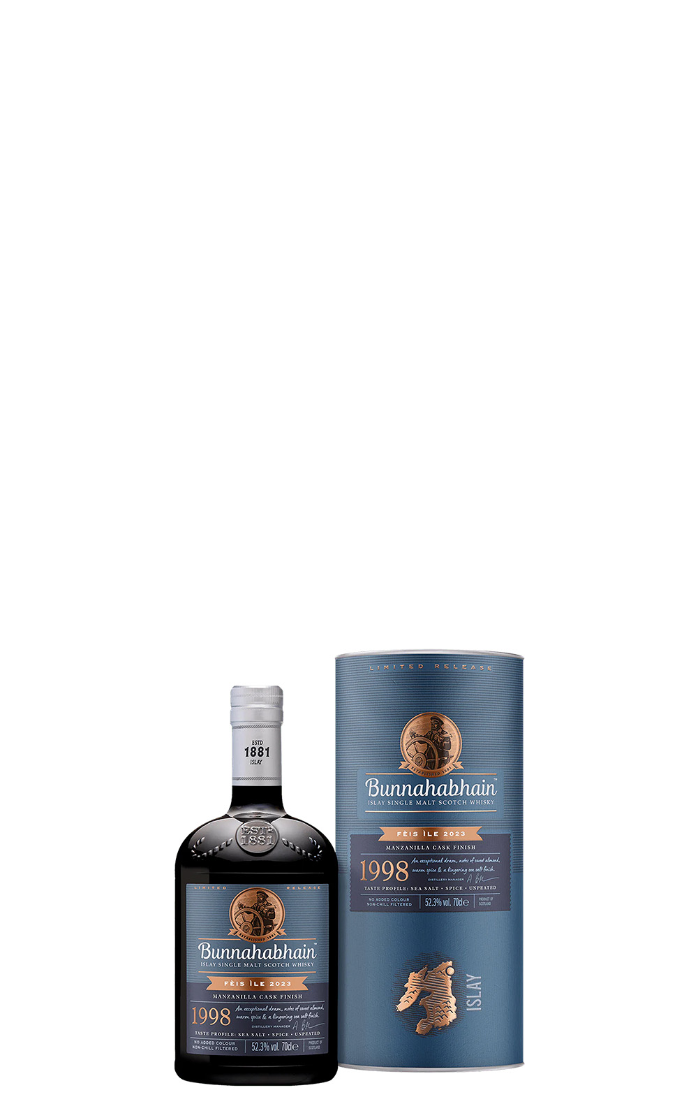 Bunnahabhain FÈIS ÌLE 2023 1998 Manzanilla Cask Finish Islay Single Malt Scotch Whisky 布納哈本 2023艾雷島嘉年華 1998曼查尼亞雪莉桶 單一麥芽蘇格蘭威士忌