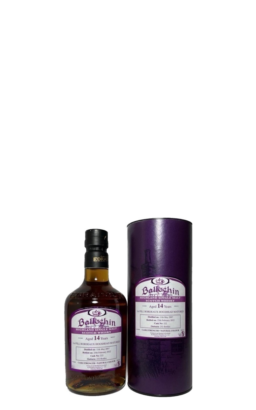 Edradour Distillery Ballechin 2007 222 Aged 14 Years 1st Fill Bordeaux Cask Highland Single Malt Scotch Whisky 艾德多爾蒸餾廠 巴拉罕 2007 波爾多桶 222 14年高地單一麥芽蘇格蘭威士忌原酒