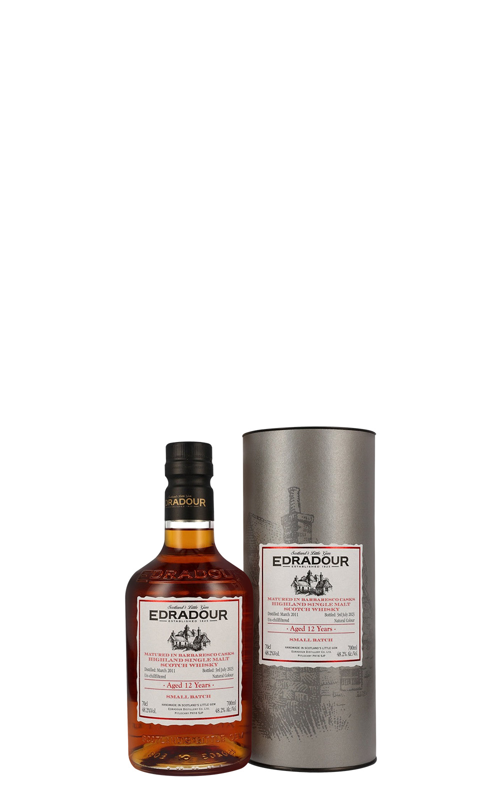 Edradour Distillery Small Batch Aged 12 Years Old Barbaresco Cask Highland Single Malt Scotch Whisky 艾德多爾蒸餾廠 小批次 12年 巴巴瑞斯科紅桶 高地單一麥芽蘇格蘭威士忌