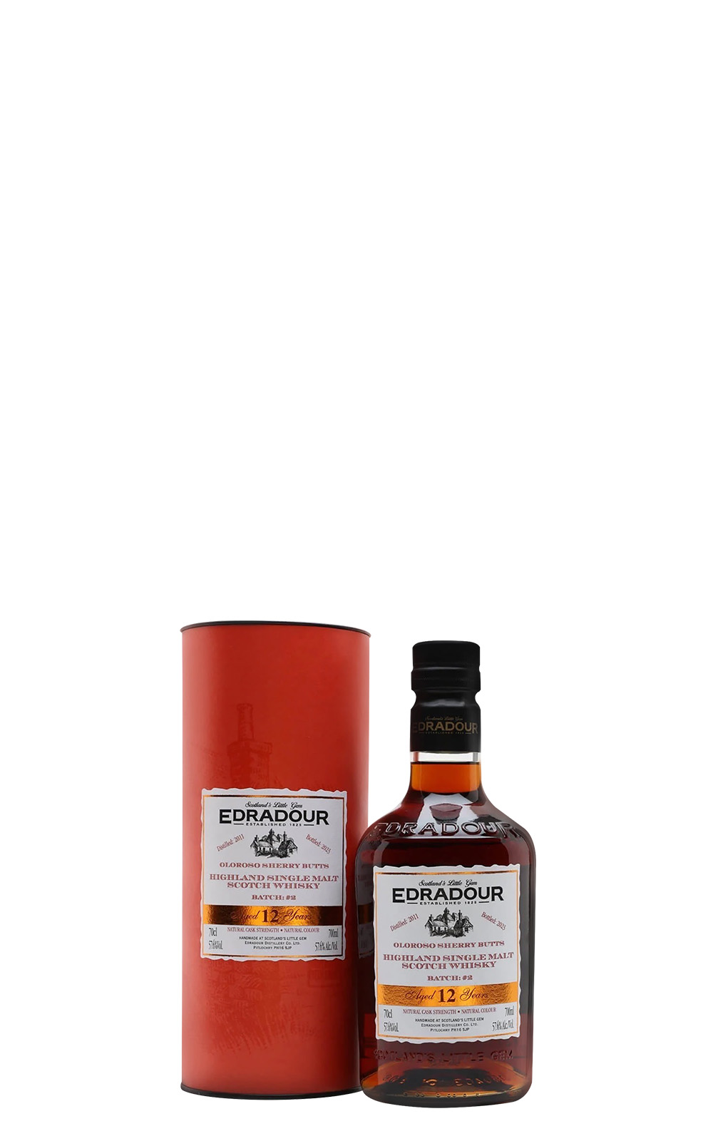 Edradour Distillery Batch 2 Aged 12 Years Oloroso Sherry Butts Highland Single Malt Scotch Whisky 艾德多爾蒸餾廠 第2批次 12年 歐洛羅梭雪莉桶 高地單一麥芽蘇格蘭威士忌