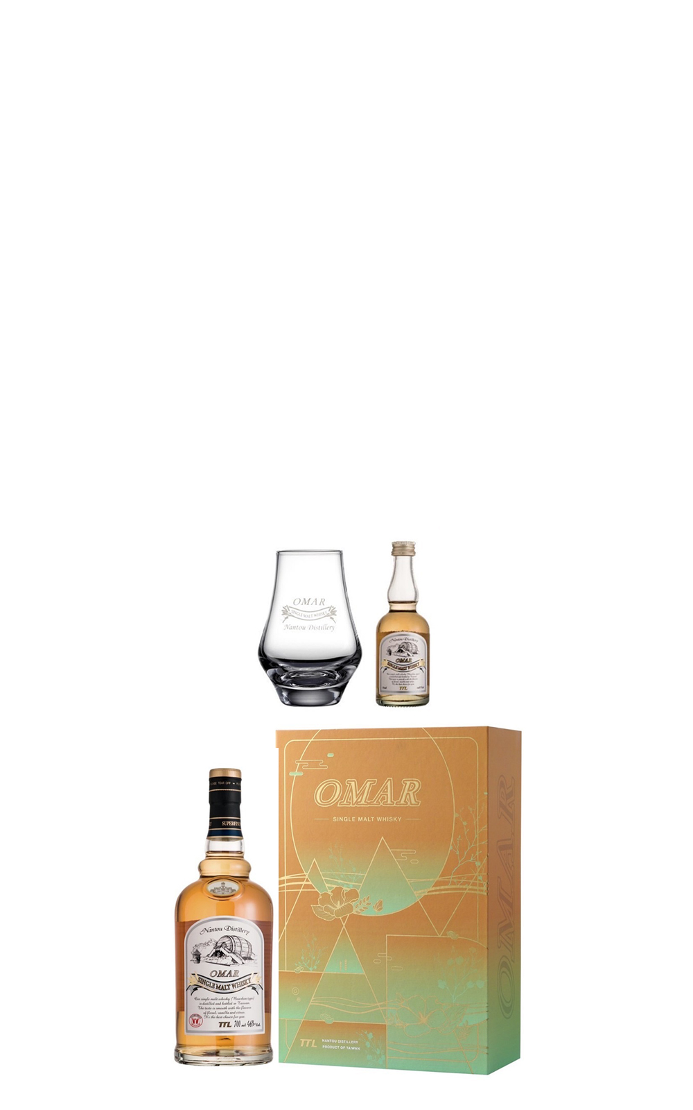 Nantou Distillery Omar 單一麥芽威士忌 波本花香 附小酒禮盒 南投酒廠 Omar 單一麥芽威士忌 波本花香 附小酒禮盒