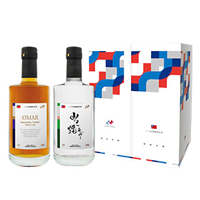 南投酒廠-一一二年國慶紀念酒 Omar雪莉果乾威士忌 +「山之煙 」玉山高粱 雙入禮盒（500ml*2）