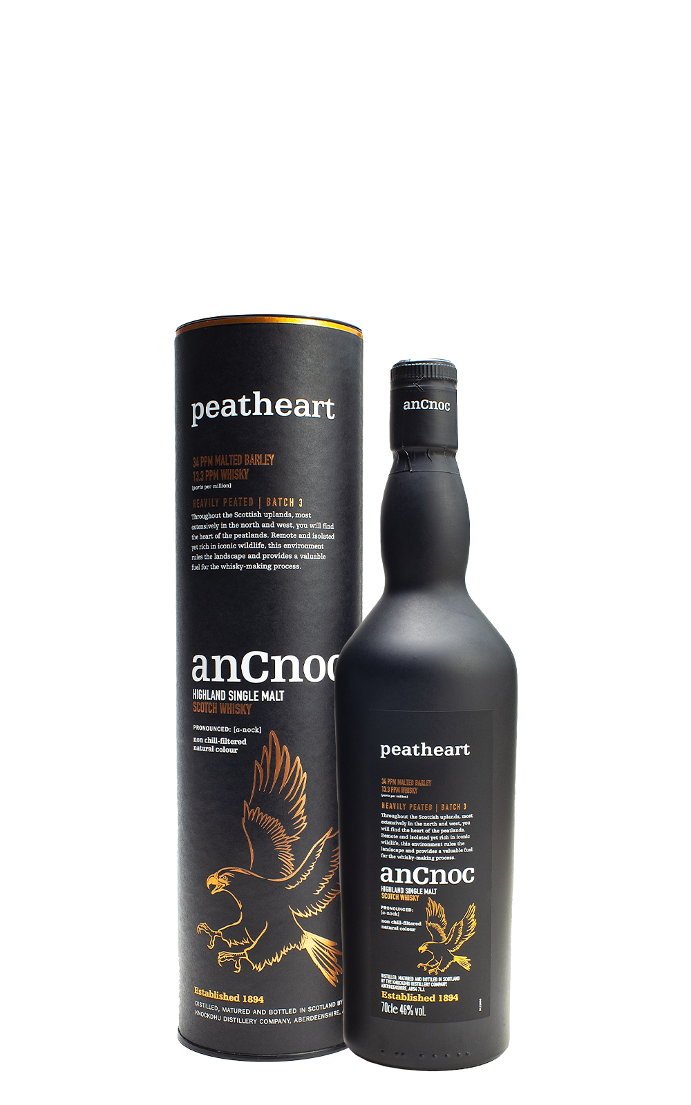 anCnoc Peatheart Heavily Peated Batch 3 Highland Single Malt Scotch Whisky 安努克威士忌 泥煤之心系列 重泥煤 第3批次 高地 單一麥芽蘇格蘭威士忌