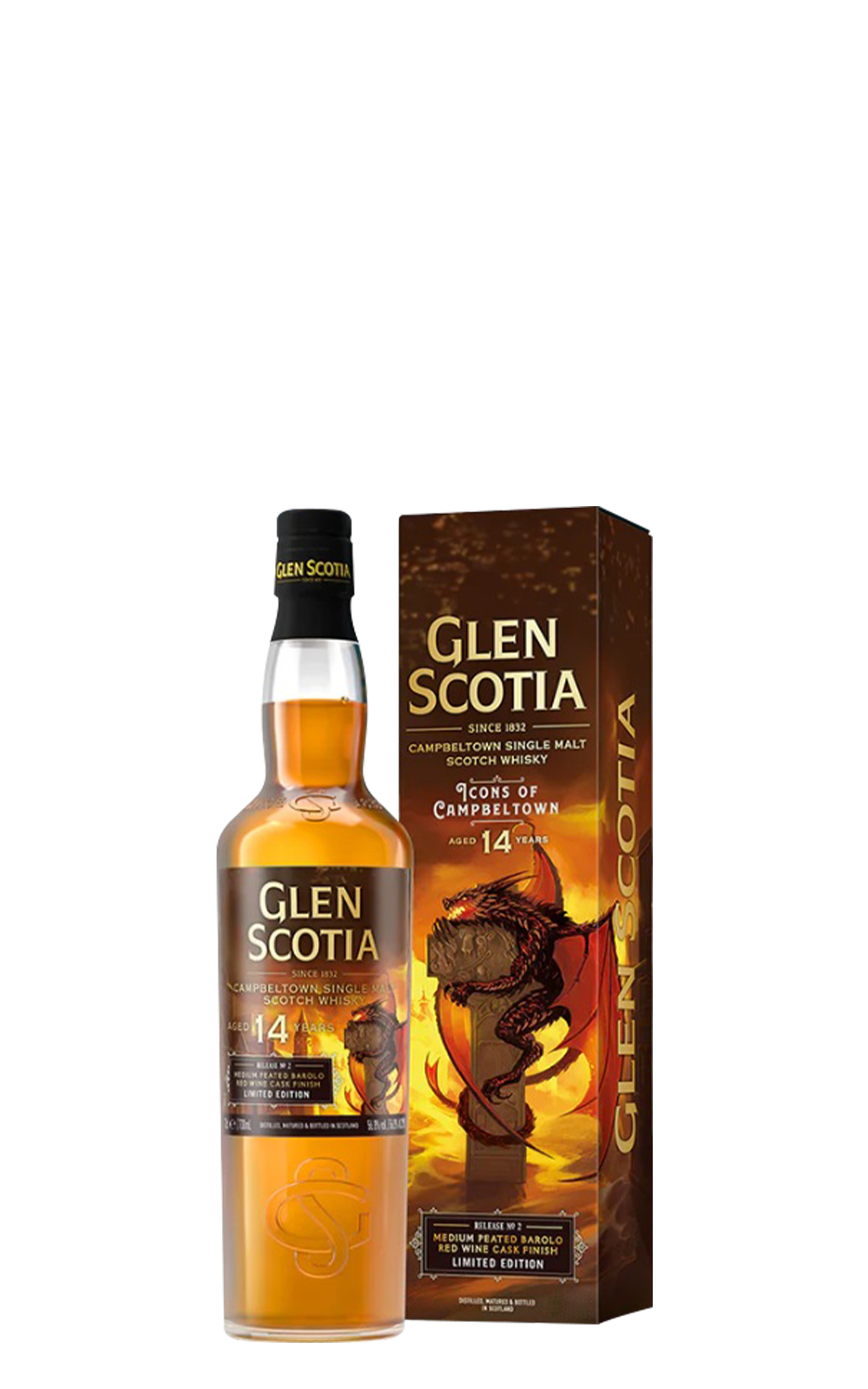 Glen Scotia Icons of Campbeltown Release No 2 The Dragon Aged 14 Years Campbeltown Single Malt Scotch Whisky 格蘭帝蒸餾廠 坎貝爾鎮圖騰系列 第2版 噴火龍 14年 坎貝爾鎮單一麥芽蘇格蘭威士忌