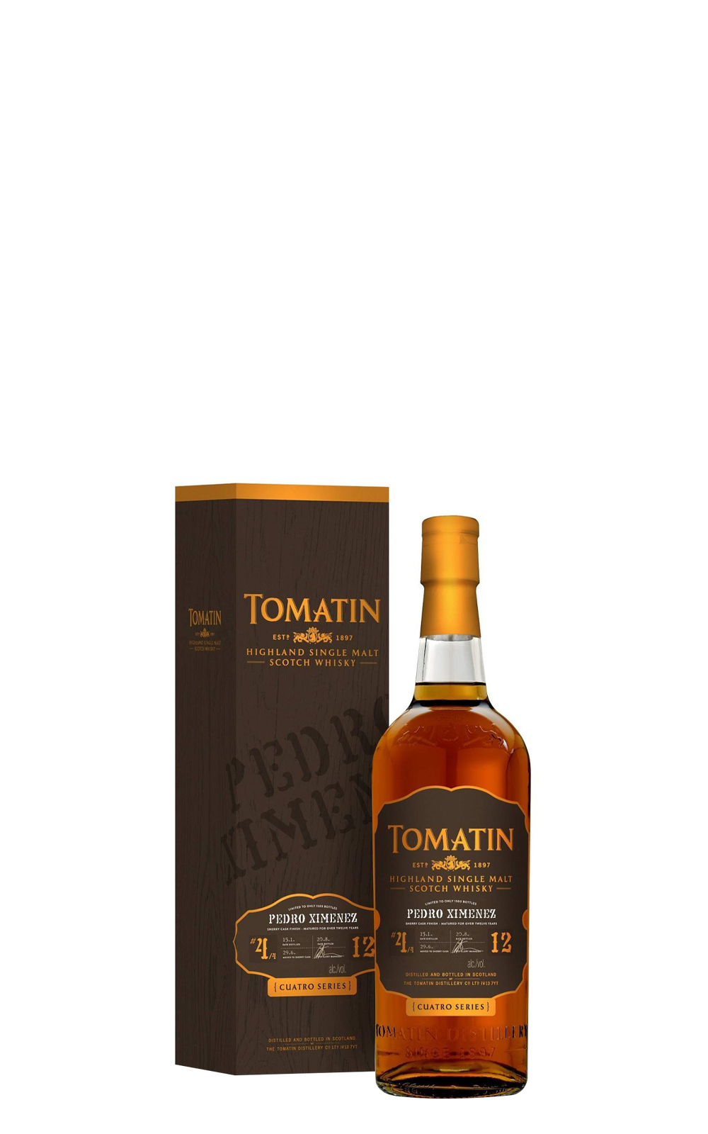 Tomatin Distillery Cuatro Series 4 Pedro Ximénez 12 Year Old Highland Single Malt Scotch Whisky 湯瑪町酒廠 雪莉四重奏 4 PX桶 12年高地單一麥芽蘇格蘭威士忌