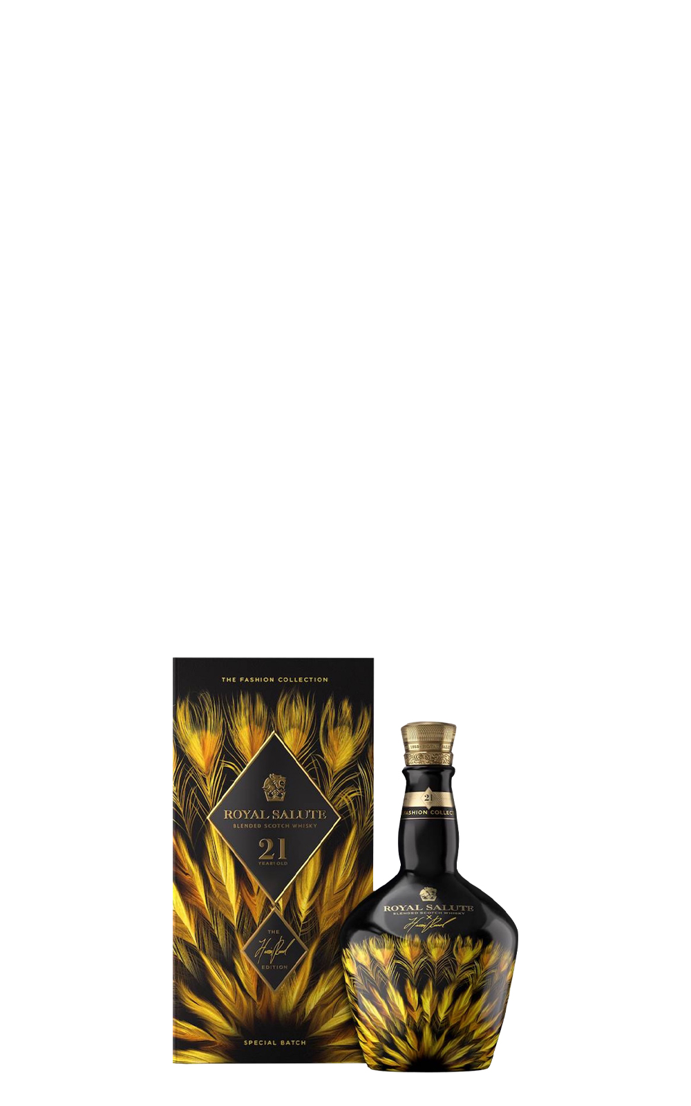 Chivas Regal Fashion Collection Royal Salute 21 Years Old Blended Scotch Whisky The Harris Reed Edition Gold 皇家起瓦士 新奢時尚系列第3代 皇家禮炮 21年調和蘇格蘭威士忌 Harris Reed 燦金羽冠