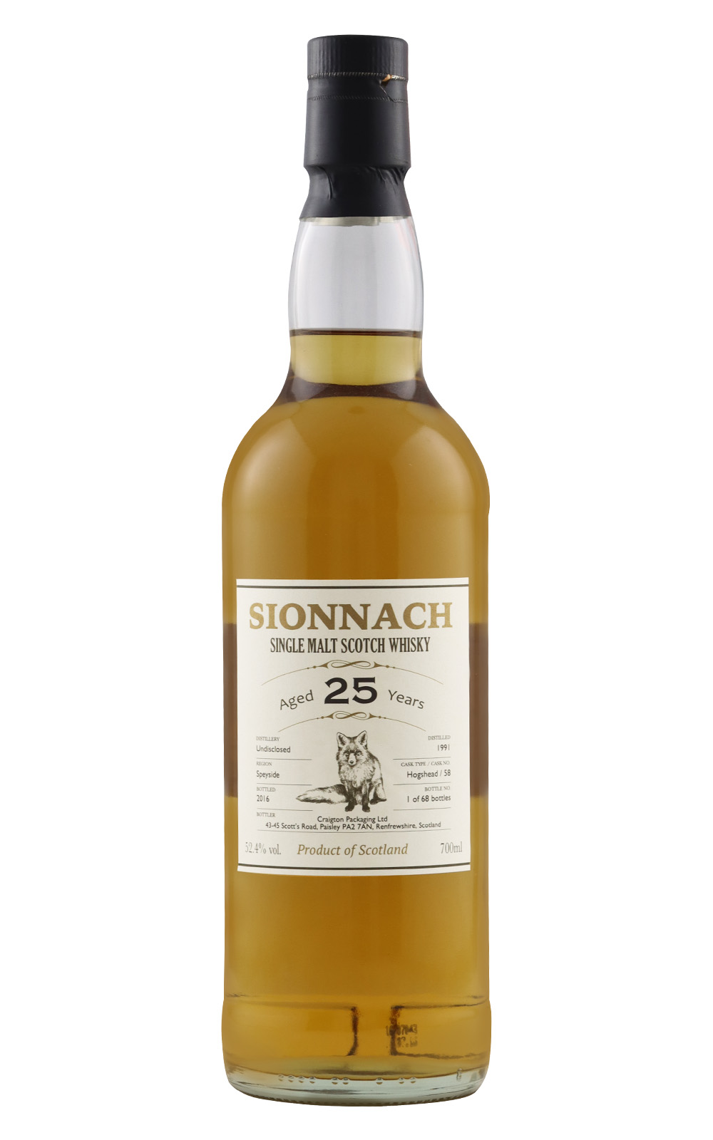 Sionnach Aged 25 Years 1991 Speyside Single Malt Scotch Whisky 紅狐原酒系列 25年 1991 斯佩賽 單一麥芽蘇格蘭威士忌