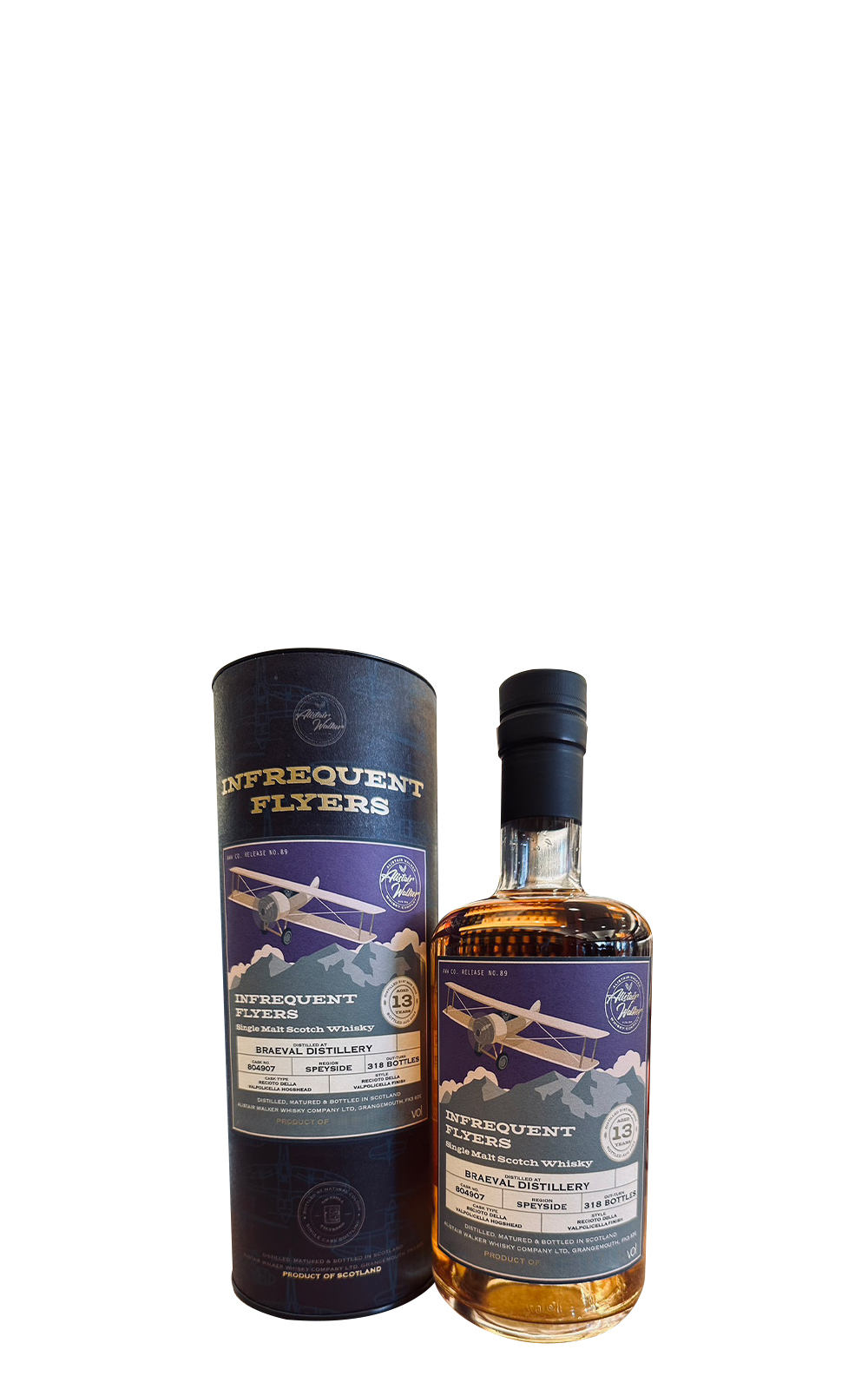 Alistair Walker Whisky The Infrequent Flyer Braeval 13Y Recioto Della Valpolicella Hogshead 804907 Single Malt Scotch Whi 亞力斯岱 沃克威士忌 The Infrequent Flyer 布拉弗 義大利甜酒桶 804907 13年單一麥芽蘇格蘭威士忌