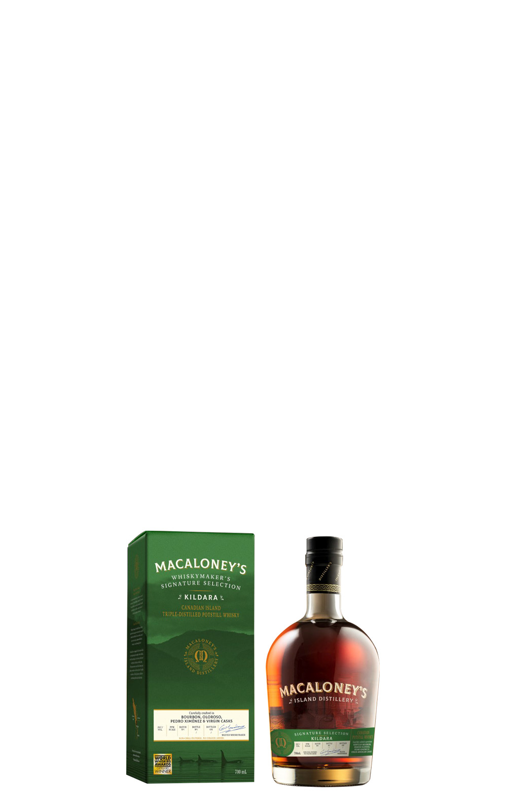 Macaloney s Island Distillery Signature Selection Kildara Canadian Island Triple Distilled Potsill Whisky 麥卡洛尼蒸餾廠 標誌系列 基爾達拉 加拿大 三次壺式蒸餾威士忌