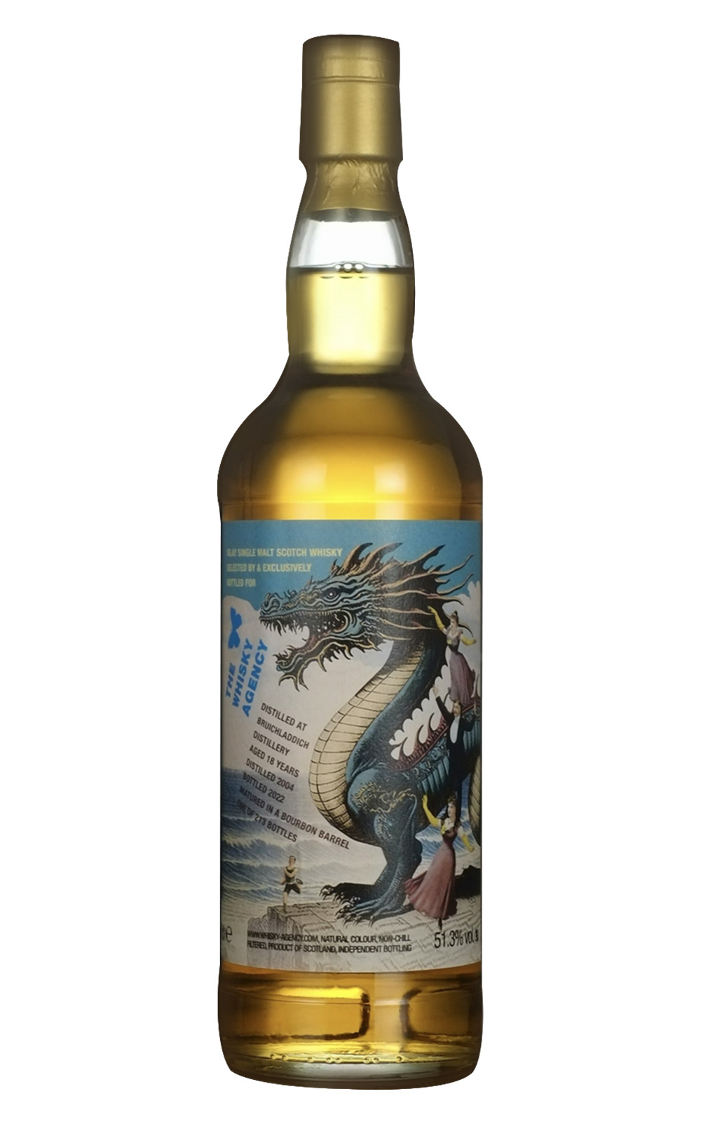 The Whisky Agency Bruichladdich 2004 Aged 18 Years Islay Single Malt Scotch Whisky 威士忌機構 布萊迪 2004 18年 艾雷島單一麥芽蘇格蘭威士忌