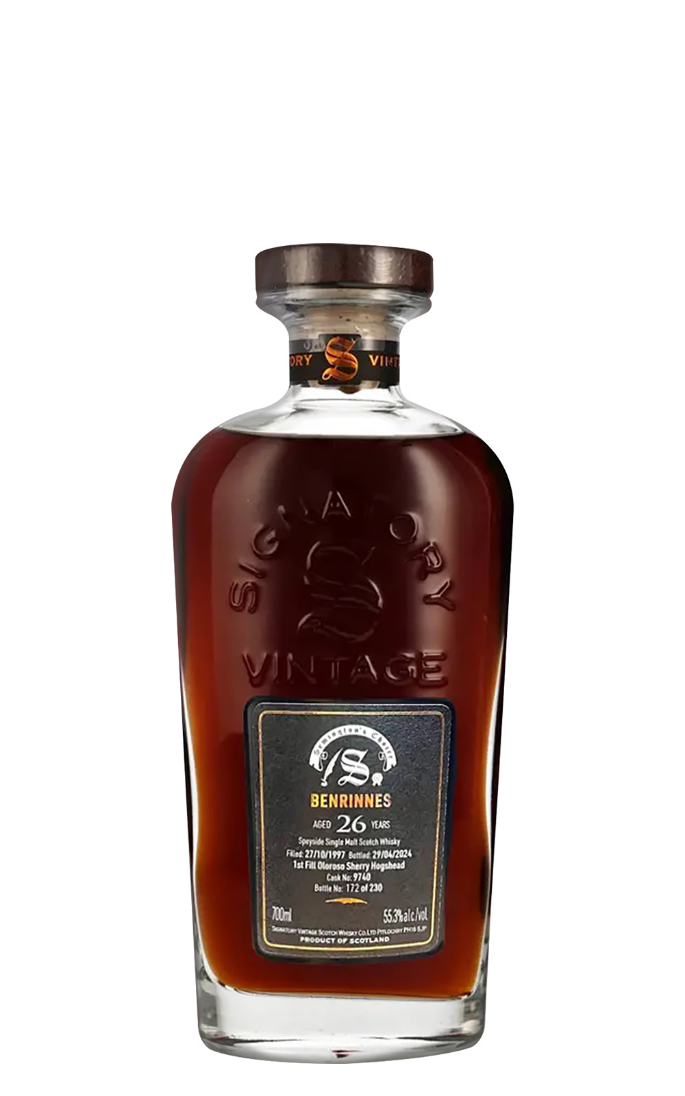 Signatory Vintage Scotch Whisky Benrinnes 1997 Aged 26 Years Speyside Single Malt Scotch Whisky 聖佛力蘇格蘭威士忌 本利林 1997 26年 斯佩賽單一麥芽蘇格蘭威士忌