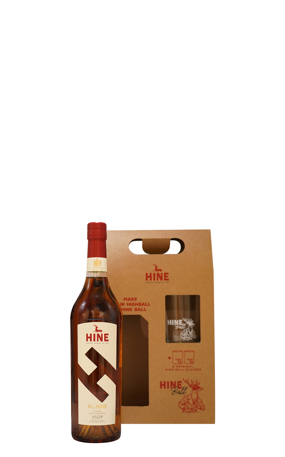 Hine Cognac H by Hine V S O P Fine Champagne Cognac Gift Box Set With Glass 御鹿干邑白蘭地 H V S O P干邑白蘭地禮盒組 附杯