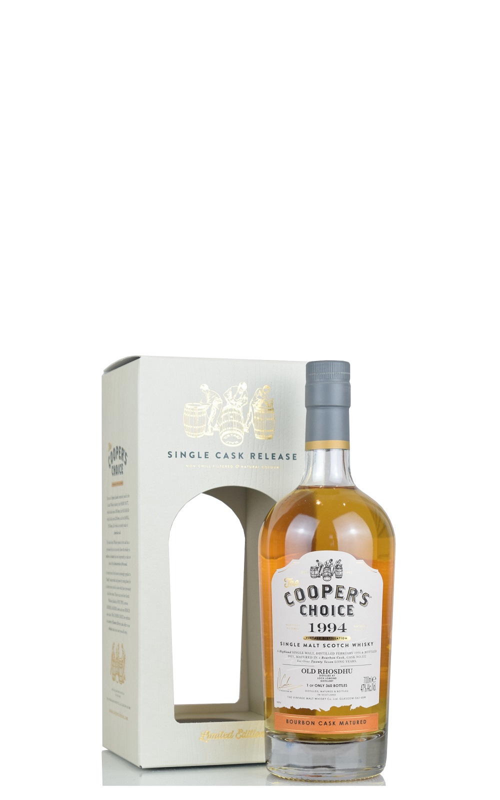 The Cooper s Choice Old Rhosdhu 1994 27YO Bourbon Cask 222 Single Malt Scotch Whisky 酷選大師 羅夢湖 1994 27年波本桶 222 單一桶蘇格蘭威士忌