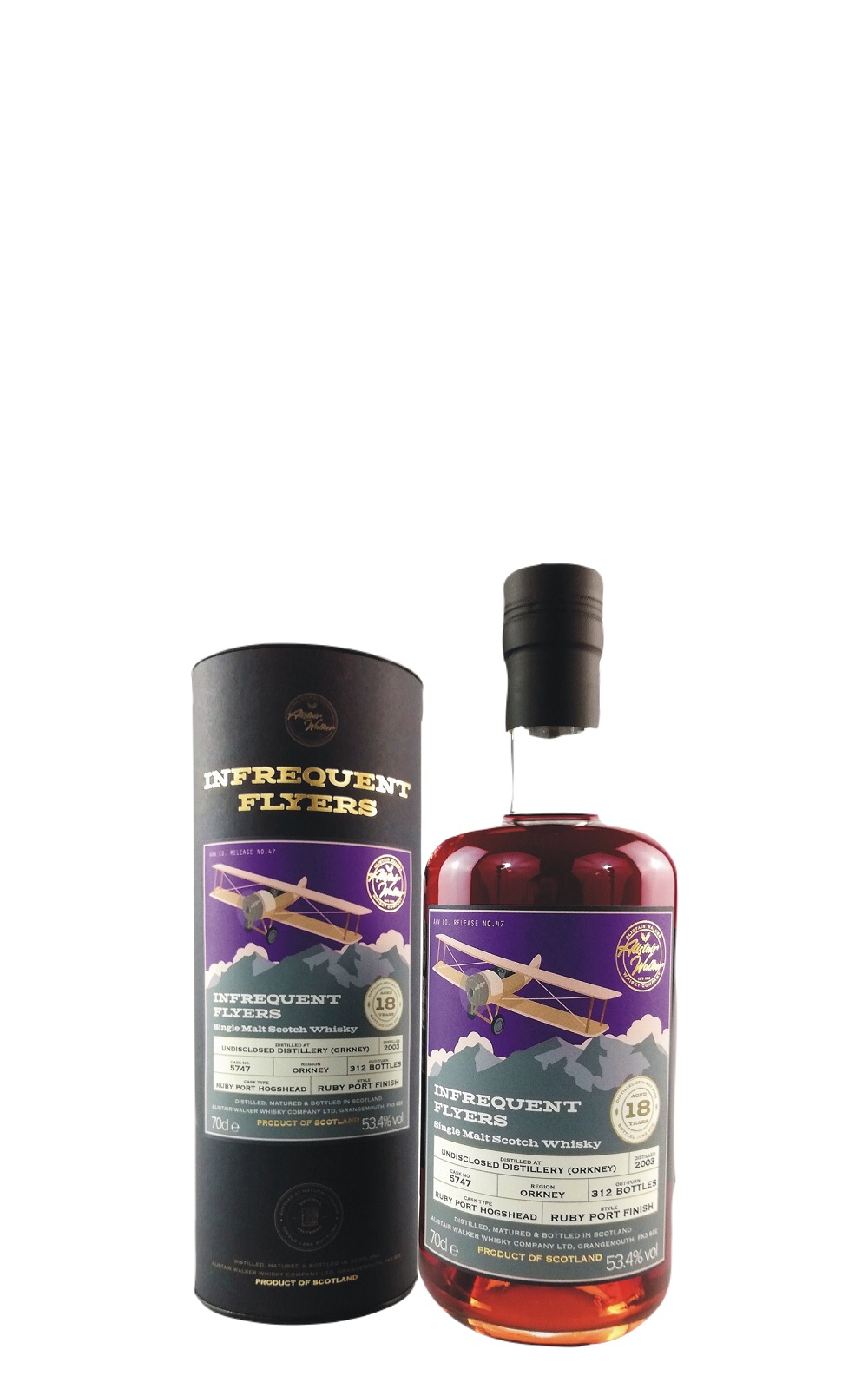 Alistair Walker Whisky The Infrequent Flyer Undisclosed Orkney 2003 Single Malt Scotch Whisky 亞力斯岱 沃克威士忌 The Infrequent Flyer 神秘島嶼 2003 單一麥芽蘇格蘭威士忌