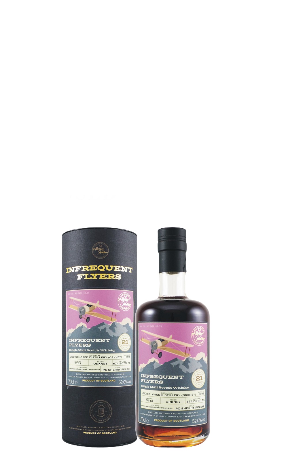 Alistair Walker Whisky The Infrequent Flyer Undisclosed Orkney 1999 Single Malt Scotch Whisky 亞力斯岱 沃克威士忌 The Infrequent Flyer 神秘島嶼 1999 單一麥芽蘇格蘭威士忌