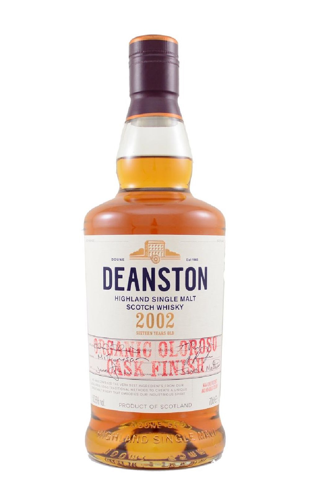 Deanston 2002 16 Years Old Organic Oloroso Cask Finish Highland Single Malt Scotch Whisky 汀士頓 2002 16年有機雪莉桶 單一麥芽蘇格蘭威士忌