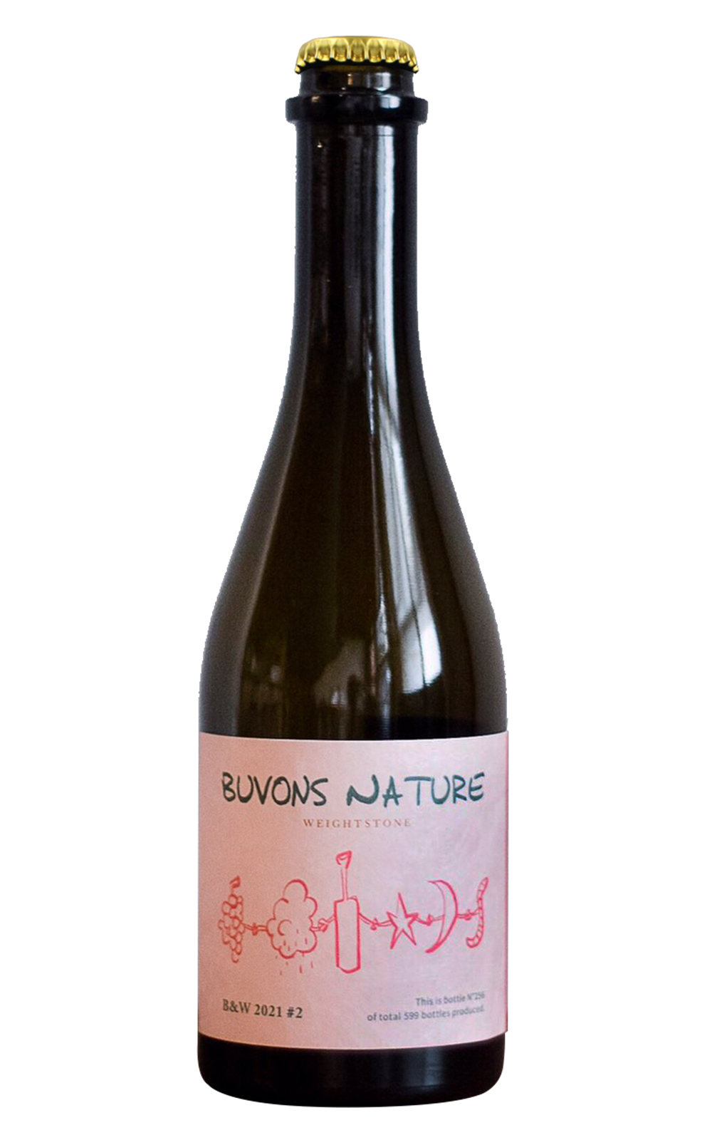 Weightstone Vineyard Estate Winery B W Bin 2 Rose PetNat 2021 威石東酒莊 喝自然 2 白皮粉紅氣泡酒