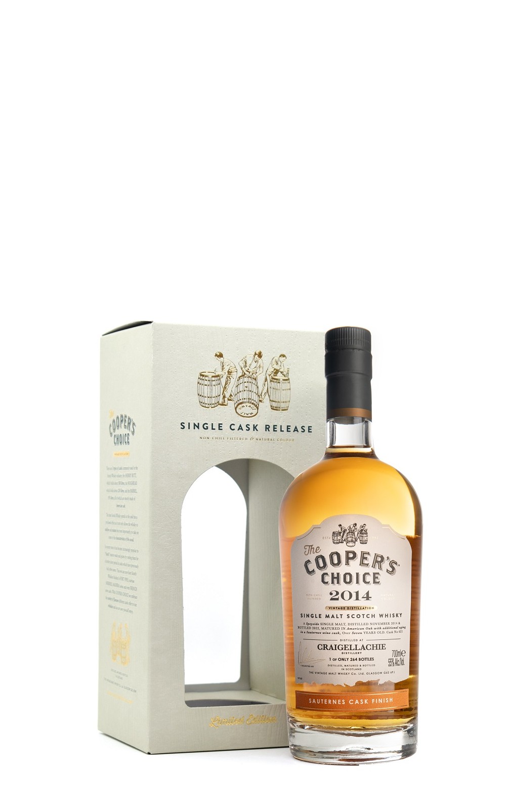 The Cooper s Choice Craigellachie 2014 7 Years 621 Sauternes Cask Finish Single Malt Scotch Whisky 酷選大師 魁列奇 2014 7年 索甸桶 單一麥芽蘇格蘭威士忌
