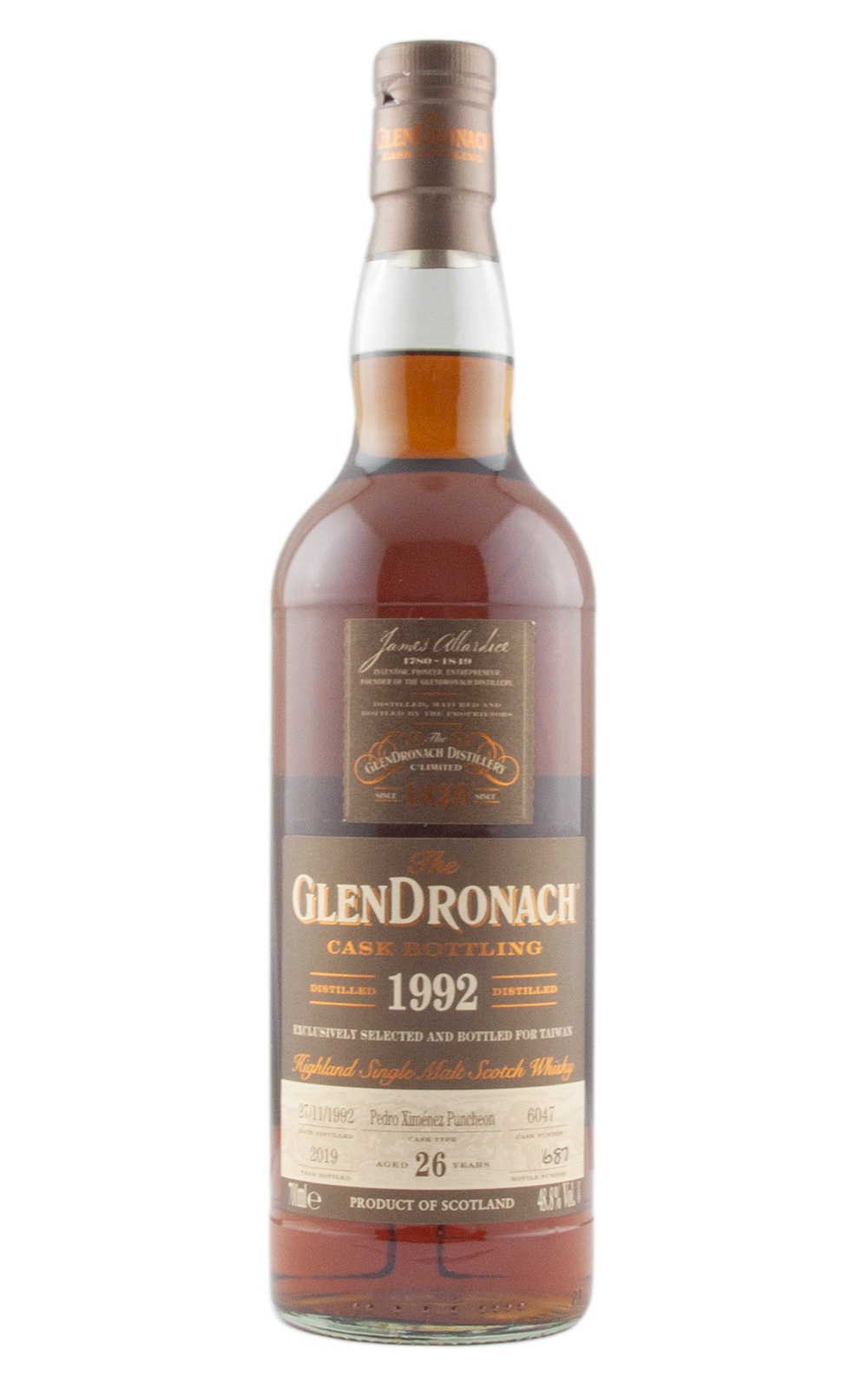GlenDronach 1992 6047 Cask Bottling Highland Single Malt Scotch Whisky 格蘭多納蒸餾廠 1992 6047 單一桶裝麥芽蘇格蘭威士忌 木盒版