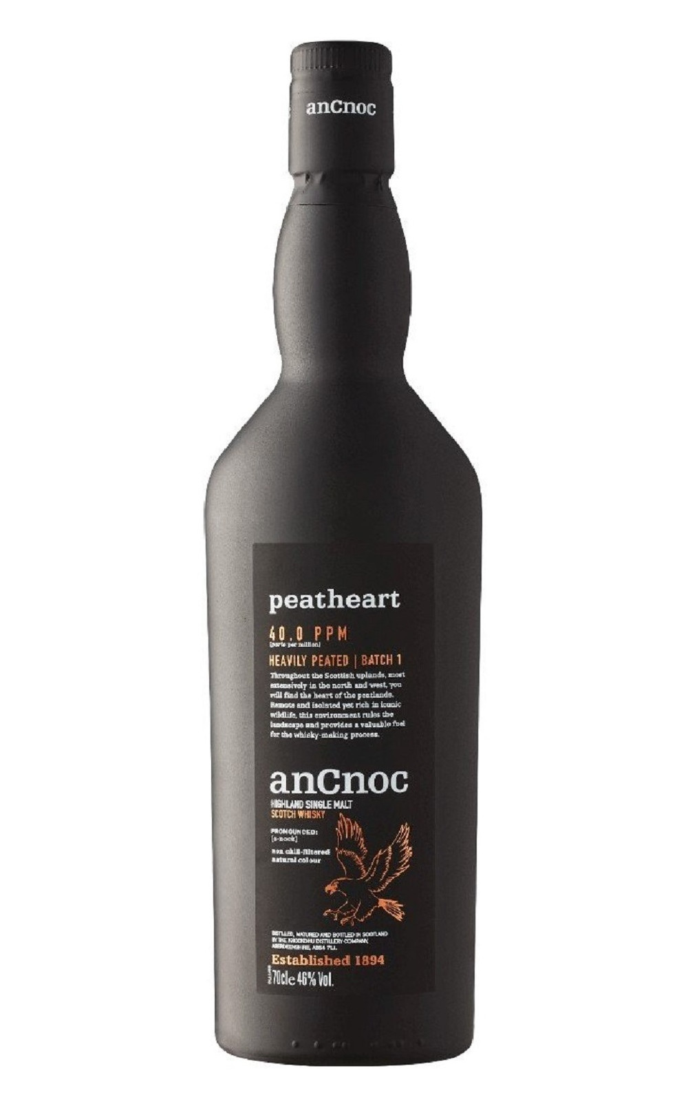 anCnoc Peatheart 40 0 PPM Highland Single Malt Scotch Whisky 安努克威士忌 泥煤之心 高地單一麥芽蘇格蘭威士忌