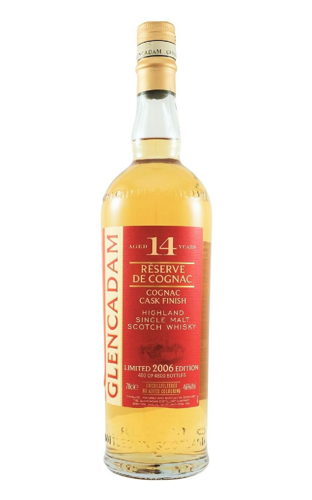 Glencadam Aged 14 Years Reserve De Cognac Highland Single Malt Scotch Whisky 卡登 14年精選干邑桶威士忌 單一麥芽蘇格蘭威士忌